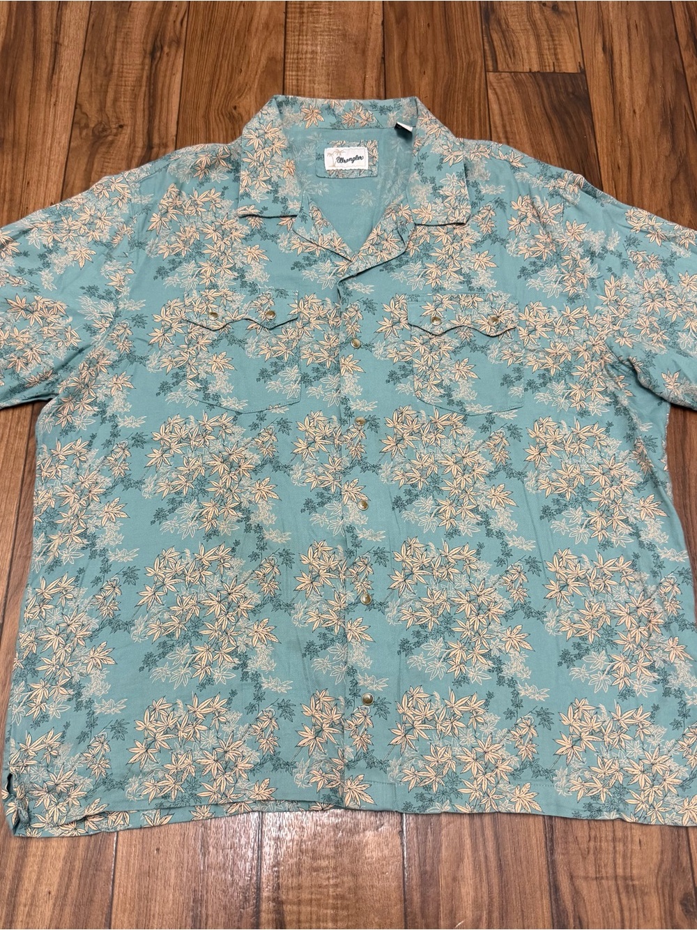 Wrangler Floral Hawaiian Pearl Snap S/S Shirt Camp Collar Cotton Rayon Mens 2XL